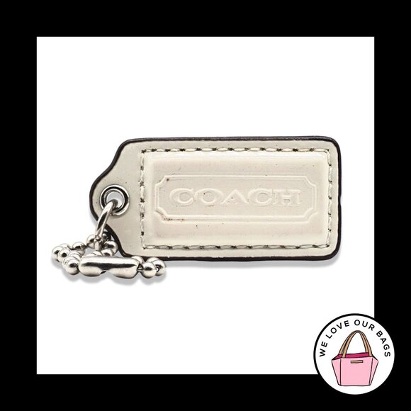 2" Medium COACH White Patent Leather Nickel Key Fob Bag Charm Keychain Hang Tag - Picture 1 of 1